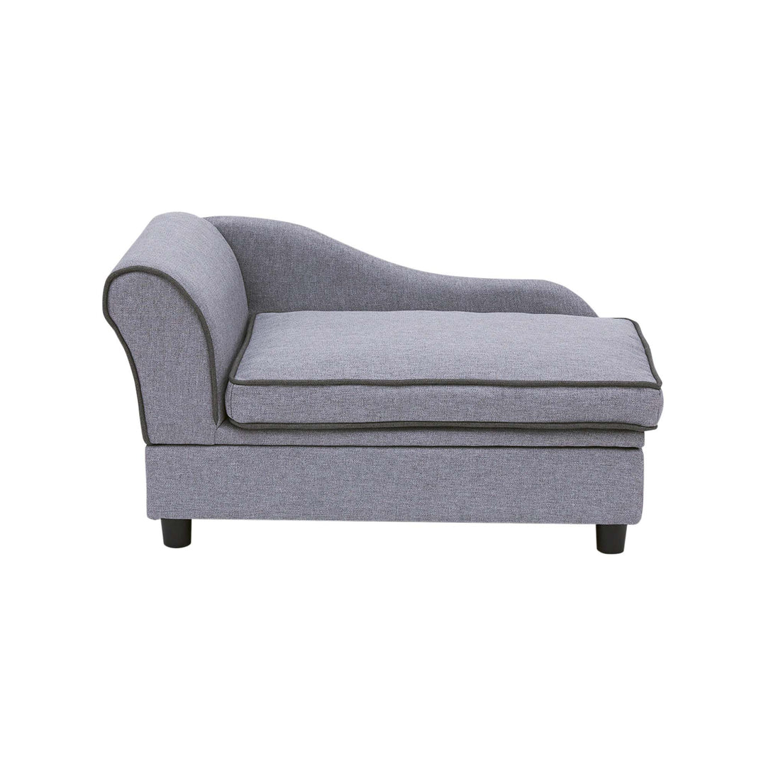 Teamson Pets Ivan Chaise Lounge Dog Bed with Storage for Cats & Small Dogs, Gray